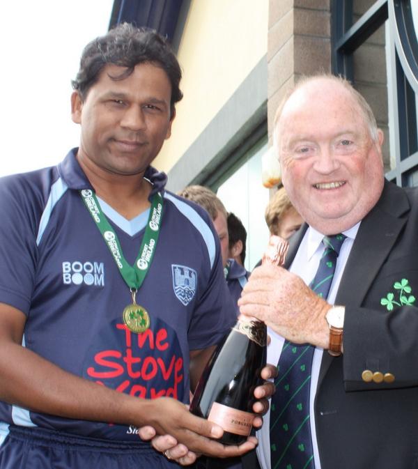 Irish National Cup 2014 - Man of the Match Indrajeet Kamtekar with Joe Doherty © CricketEurope